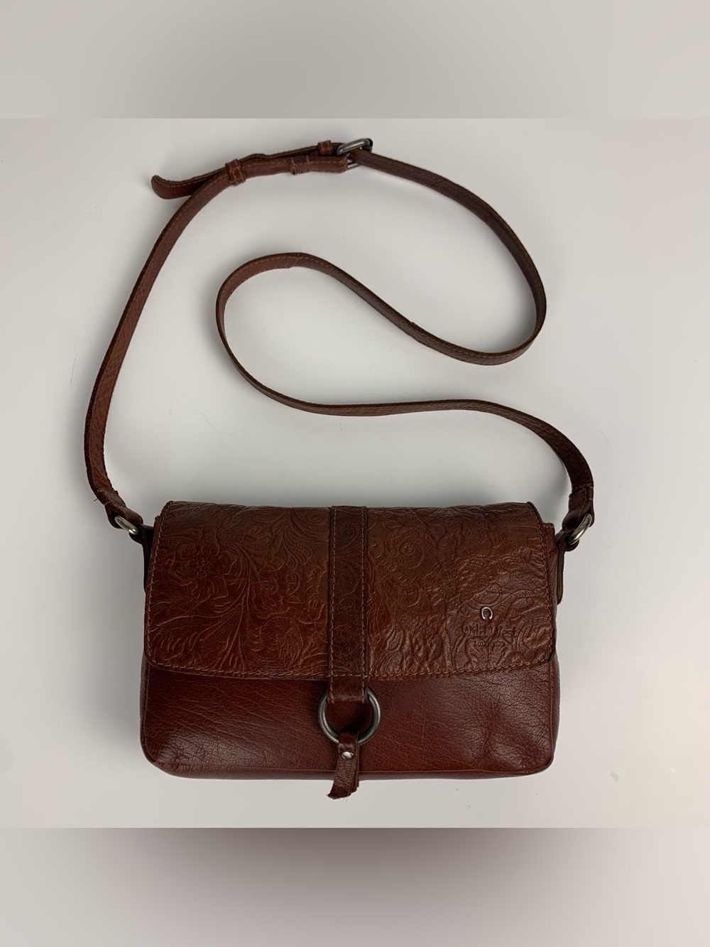 Wild West Los Angeles Leather Purse Brown Western Floral Embossed Crossbody Bag